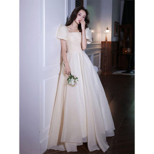 Elegant Champagne Color Evening Gown Womens Art Exam 2025 New Adult Ceremony Dress Lightweight Luxury Design Princess Skirt
