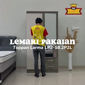 Lemari Pakaian 2 Pintu 2 Laci Cermin - Toppan Larma LP 2.58.2P2L - 100 x 53 x 195 cm - Jogja