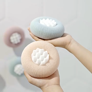 ลูกบอลฟองน้ำอาบน้ำ 2-in-1 ฟองน้ำอาบน้ำ ใยขัดตัว สัมผัสสบาย ขัดผิวอย่างอ่อนโยน ทําความสะอาดร่างกาย Bath Rub สําหรับห้องน้ํา