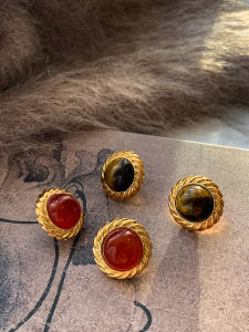 CAFFTI | Silver Needle Tigers Eye Gold Sunflower Design Premium 2026 New Year Earrings
