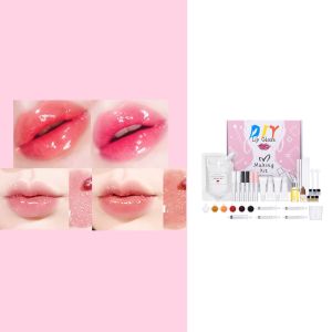 IBCCCNDC ชุดลิปกลอส DIY ใหม่ชุดลิปสติกเหลวทำมือชุ่มชื้น (พร้อมเครื่องมือครบถ้วน)