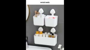Premium Bathroom Suction Storage Containers Hooks Broom Mop Holder Self Adhesive Toothbrush Toothpaste Shampoo Shower Holder