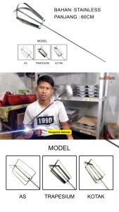 Alat Pengaduk Adonan Kue Martabak Pukis Mata Bor Uk 40 60cm - Stik Adonan Kue Martabak Stainless Model Kotak