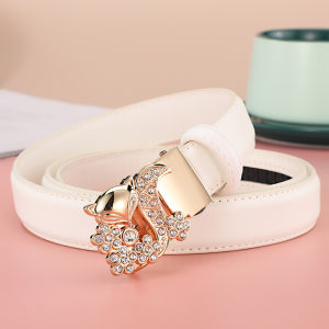 Fashionable Casual Womens Leather Belt 2025 Stylish Versatile Trendy Personalized Decorative Automatic Buckle Slim Belt