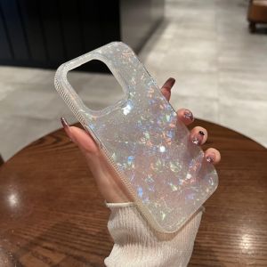 CrashStar Glitter Colorful Shell Pattern Fashion Hard Phone Case For iPhone 16 15 14 Pro Max Plus 13 Pro Max 12 Pro Max 11 Shockproof Glossy Transparent Phone Casing Cover Shell Hot Sale