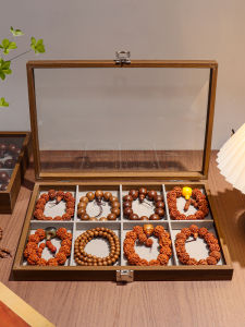 Wooden Display Storage Box for Crystal Bracelets Vintage Style Handmade Jewelry Box for Bead Necklaces And Buddha Beads