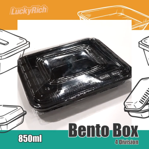LuckyRich - Bento Box 4div 50pcs Plastic Food Container with lid cover - for food storage