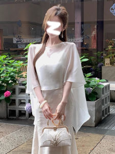 เรียบหรู ฤดูร้อน ผู้หญิง ผ้าชีฟอง衣 พร้อม สายคล้อง เดรสด้านนอก ผ้าคลุมไหล่เล็ก หลากหลาย Thin Cover Up แขนกุด Crewneck Pure Color