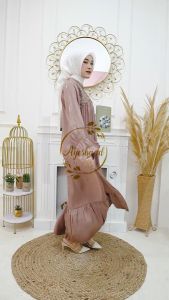 Dress Shimmer Fashion Muslim Gamis Wanita Hari Raya Gamis Terbaru 2024 Kekinian Dress Lebaran Brokat