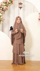 Afhadahijrah - Gamis anak perempuan set cadar Hasna denim baju kerudung instan syari free niqab