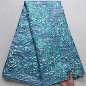 5Yards Premium African Brocade Tulle Lace 2025 - Embroidered Nigerian Satin Jacquard Bridal Fabric For Wedding Dress Sewing