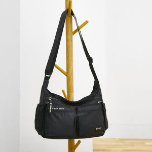 Oxford Cloth Canvas Backpack Mens Crossbody Commuter Bag Youth Single Shoulder Bag Casual Pure Color Zipper Closure Soft Polyester Lining