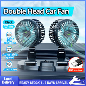 Car Dual Head Fan Ventilator Fan Air Conditioning With USB Charging Mini Fan Cooling Kipas to Double 360° Rotate Cooler For Car Kereta Lori