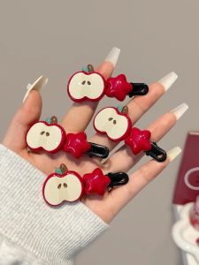 Cute Cartoon Apple Star Hair Clips Korean Style Hair Accessories Forehead Bangs Clamp Atmosphere Feeling Duckbill Hair Clips