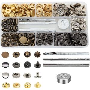 10mm 12.5mm 15mm Metal Snap Fastener Button Press Popper With Tool Leather Bag Clothes Jacket Repair Assortment Kit