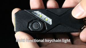 ASAFEE K03 Mini Keychain Flashlight COB+LED 200LM UV Light Loud Buzzer Alarm Pocket Clip Magnetic Type-C Rechargeable EDC Flashlight