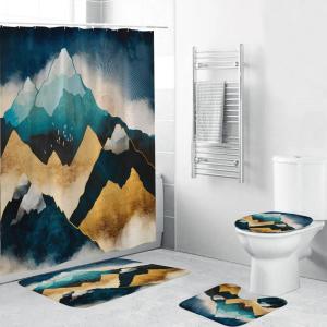 Waterproof Digital Print Shower Curtain Set