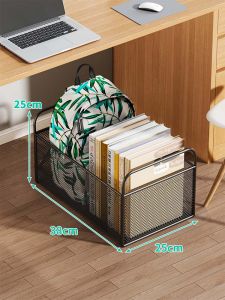 Portable Multi-Layer Book Bag Storage Rack Iron Material Easy to Move Bookshelf for Home Dormitory under Table Placement