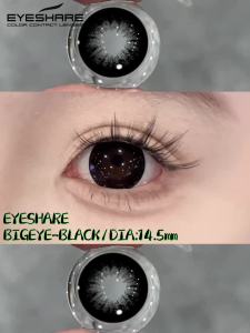EYESHARE Kính Áp Tròng Màu Thời Trang 1 Cặp Tròng Kính Mềm Chất Liệu HEMA Dùng Hàng Năm Màu Đen Mắt To Học Sinh Xinh Đẹp Trang Điểm Mắt