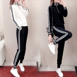 Womens Sportswear Set Spring Autumn Fashion Slim Fit Loose Running Outfit Casual Two Piece Trendy Sweatshirt Pants
