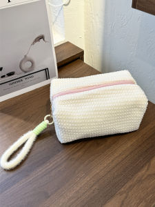 Portable Travel Plaid Large Capacity Plush Storage Bag Handheld Girls Pillow Case Toiletry Organizer Cosmetic Bag Achoo Original