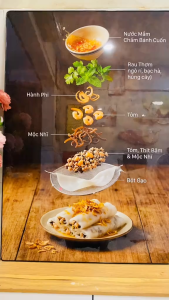 Tranh treo tường phân tích món ăn bún riêu trang trí decor quán ăn nhà hàng