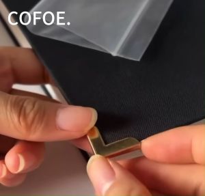 C0F0E. 100pcs Sintra Board Corner Protector/Metal Corner Protectors/Metal Corner Fits 4mm Book Albums Menu Thick Decorative Corner Metal Crafts Silver Tone Furniture Hardware File.