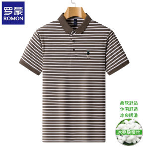 Áo Thun Polo Sợi Lụa Tơ Tằm Thêu Mùa Hè Mỏng Co Giãn Tay Ngắn Thời Trang Romon Dành Cho Nam