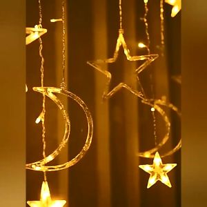 Moon Star 120 LED Christmas & Birthday Room Decoration Lights Fairy Strings Curtain Decor Lighting