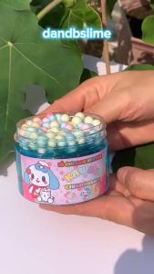 Slime Cinamaroll Trong Suốt Màu Xanh Dương – Đồ Chơi Clear Slime Kim Tuyến Giòn Có Charm