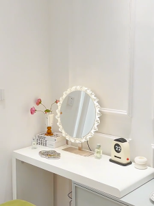 Makeup mirror with LED lights smart desktop lamp for girls bedroom rotatable with fill light vanity mirror