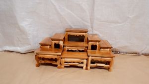 PHRAE WOOD  โต๊ะหมู่บูชาไม้สักแท้ หมู่ 9 หน้า 4 (ตัวลูก) เคลือบสีใส กว้าง 30 ซม. ยาว 60 ซม. สูง 26 ซม.