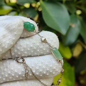 🌱🌀 Wealth & Balance | Five-Element Jadeite Jade Silver Bracelet (Sku: s925b8)