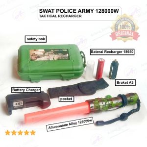 Senter SWAT ARMY & Senter Parkir Tongkat Parkir / Senter Lalu lintas / Tactical LED Recharger 128.000W terang DIISKON!
