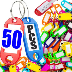 50pcs Plastic Keychain / Multicolor Keychain with Tags / Storage Organize Key-Tag / Key ID Label Key Name Cards Tags with Split Ring Key Chains