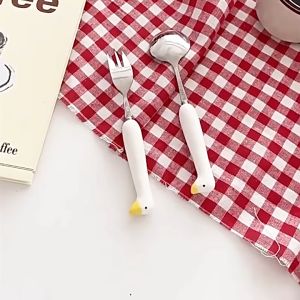 Bộ Muỗng Đũa Thìa Hình Con Vịt Cute Dùng Cho Cá Nhân Trẻ Em - Bộ Đồ Ăn Di Động Văn Phòng Sinh Viên Du Lịch