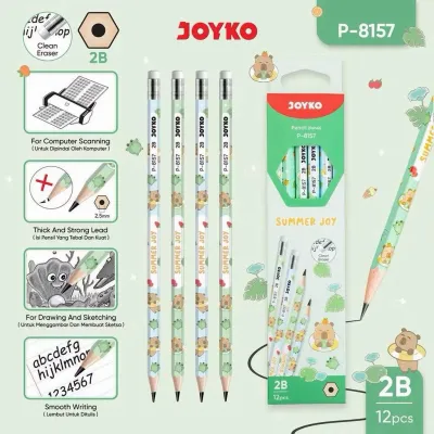 ( 1 PACK ) Pencil Pensil P-8157 Capybara + Penghapus 2B JOYKO 1 Box 12 Pcs Summer Joy