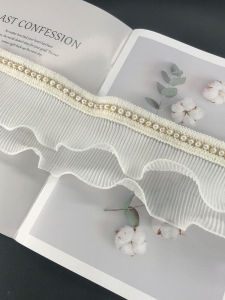Luxury Ruffle Lace Curtain Edging Pearl Wood Grain 3D Decoration Wide Side Splicing Home Fabric Window Curtain Accessories