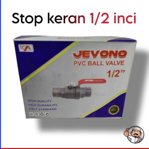 Jevono Ball valve pvc gagang besi ukuran 1/2 inci stop keran