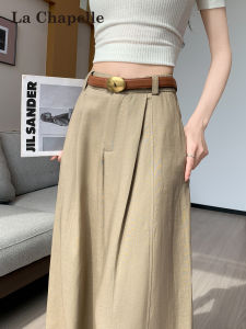 La Chapelle | Summer Linen Blended Wide Leg Trousers Slim Fit High Waist