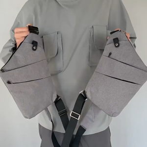 OutingSG-Men Messenger Bag Crossbody Waist Bag Multi-layer Front Chest Bag Travel Shoulder Bag