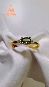 Womens Peridot Energy Healing Ring Green Gemstone Prosperity Ring