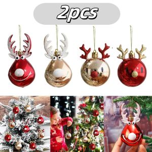 2pcs Elk Christmas Plastic Jewelry Ball Christmas Tree Pendant Home Christmas New Years Party Festival Decoration Accessories