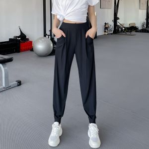Loose Womens Sport Pants Spring Summer Breathable Quick Dry Yoga Fitness Training Running Casual Trousers High Waist Nylon
