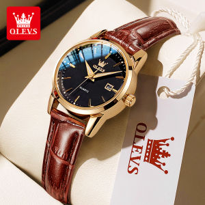 OLEVS Jam Tangan Wanita Dewasa Import Ori Kulit Original Terbaru LED Anti Air Kecil Kuarsa Arloji Fashion 2024 Ready Stock COD