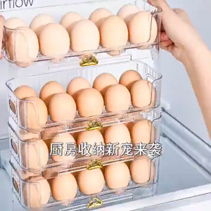 Rak Tatakan Tempat Kotak Penyimpanan Telur Susun Dapat Diputar Bahan Plastik