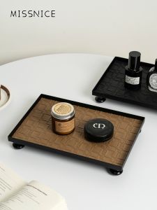 Luxurious Desktop Aromatherapy Perfume Cosmetic Storage Tray Entrance Key Storage Wooden Foot Tea Tray Moisture Proof One Layer Rack