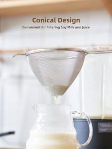 April Fools Stainless Steel Double Eared Soy Milk Strainer Filter Net Kitchen Home Use Ultra Fine Sieve for Cooking And Baking