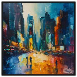 Tranh trừu tượng sơn dầu Thành phố. Tranh treo tường dán tường Canvas. CGI-308