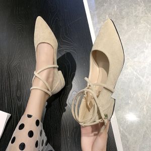 Spring Autumn 2025 Pointed Toe Shallow Mouth Single Shoes Sweet Fairy Style for Dresses Low Heel Womens Shoes Trendy Ins